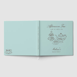 Afternoon Tea Hand-drawn Blue Bridal Shower Guest Book