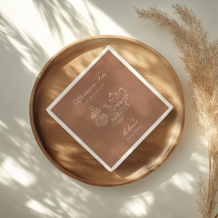 Afternoon Tea Hand-drawn Brown Bridal Shower Napkin
