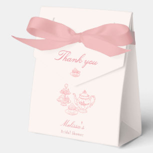Afternoon Tea Hand-drawn Pink Bridal Shower Favour Box