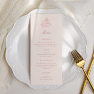 Afternoon Tea Hand-drawn Pink Bridal Shower Menu