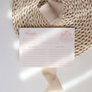 Afternoon Tea Hand-drawn Pink Bridal Shower Recipe Enclosure Card