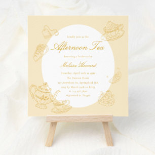 Afternoon Tea Hand-drawn Yellow Bridal Shower Invitation