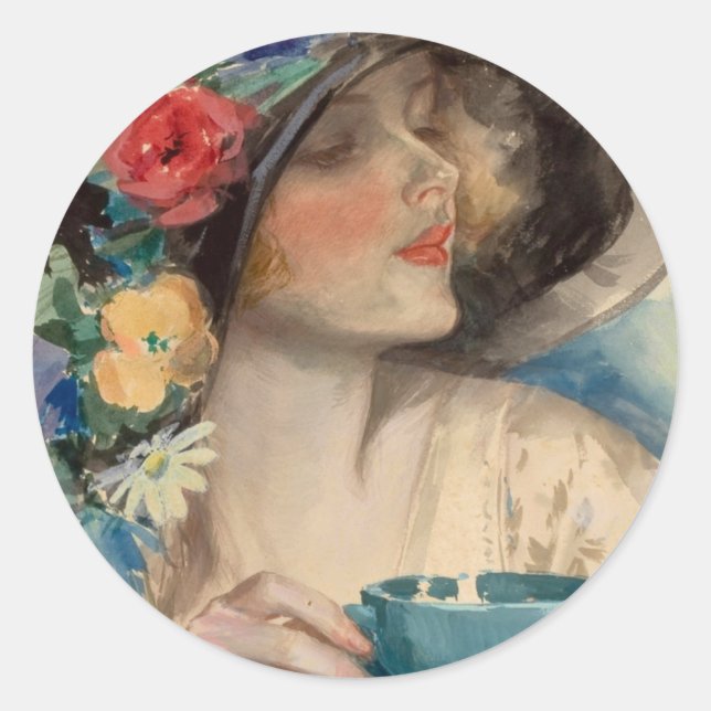 Afternoon Tea - Harrison Fisher Classic Round Sticker (Front)