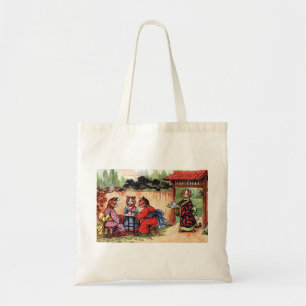 Afternoon Tea in a Japanese Garden, Louis Wain Tote Bag