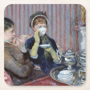 Afternoon Tea, Mary Cassatt Square Paper Coaster