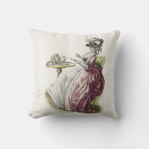 Afternoon tea! (on dove grey stripes) cushion