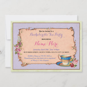 Afternoon Tea Party Bachelorette Purple Invite