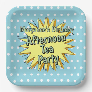 Afternoon tea party fifties style retro vibes paper plate