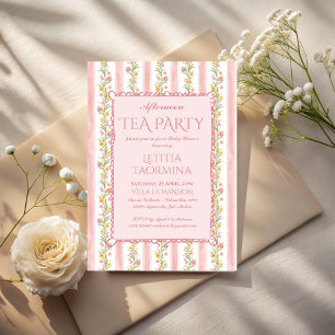 Afternoon tea party grandmillenial baby shower invitation