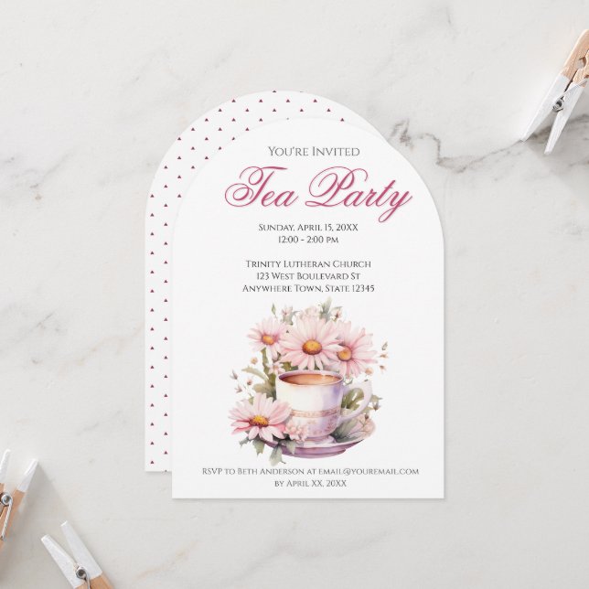 Afternoon Tea Party Invitation (Front/Back In Situ)