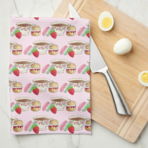 Afternoon Tea Party Macarons Teacup Cream Scone Tea Towel