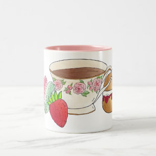 Afternoon Tea Party Macarons Teacup Cream Scone Two-Tone Coffee Mug