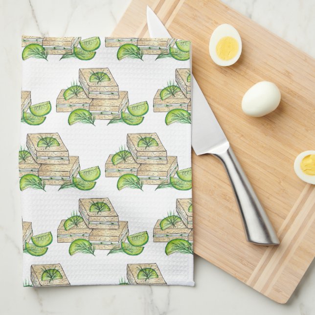 Afternoon Tea Party Shower Cucumber Sandwiches Tea Towel (Quarter Fold)