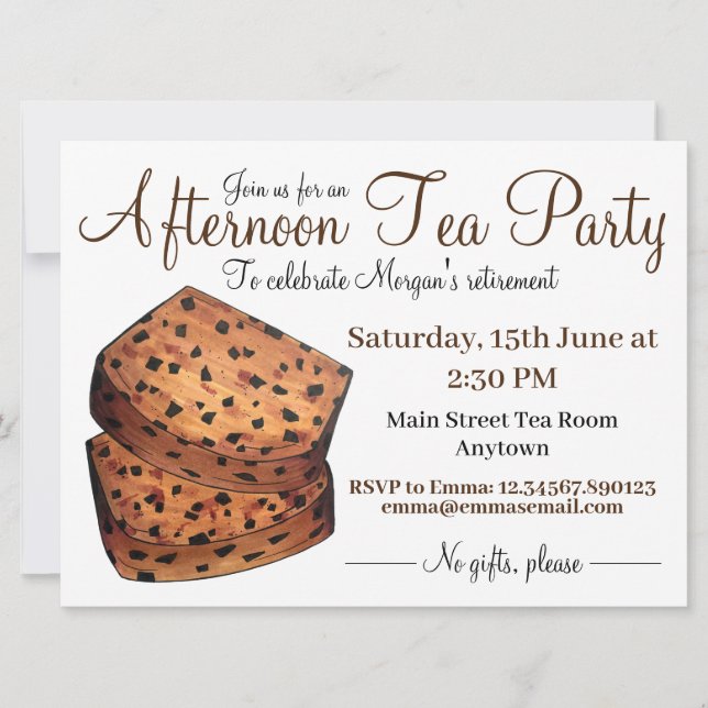 Afternoon Tea Party Shower Welsh Bara Brith Bread Invitation (Front)