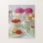 Afternoon Tea Photo Puzzle<br><div class="desc">Colorful photo puzzle featuring our ever popular Afternoon Tea image, Vintage tea service, pink roses, scones; a great gift.</div>