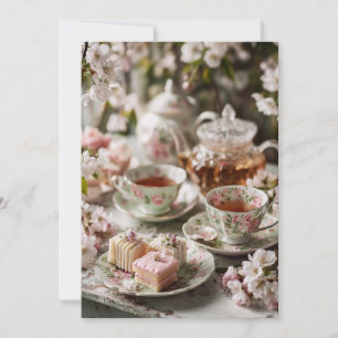 Afternoon Tea & Tiny Toes   Soft Florals  Invitation