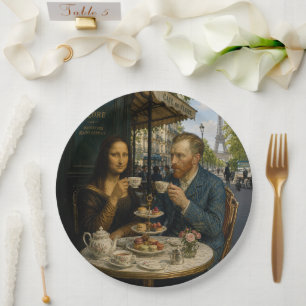 Afternoon Tea with Friends in Paris No 2 Paper Plate