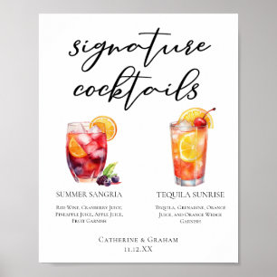 Afternoon Wedding Signature Cocktails Menu Poster