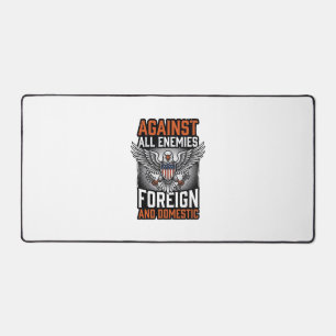 Against All Enemies Patriotic Eagle Shirt Design_1 Desk Mat