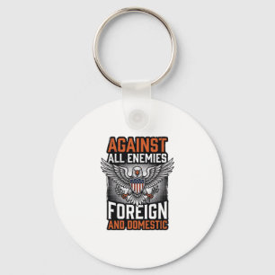 Against All Enemies Patriotic Eagle Shirt Design_1 Key Ring