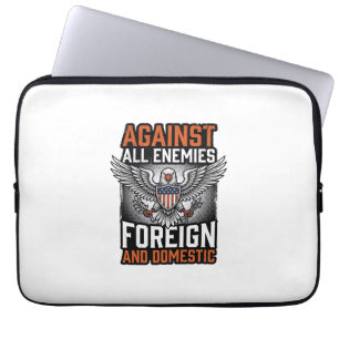 Against All Enemies Patriotic Eagle Shirt Design_1 Laptop Sleeve
