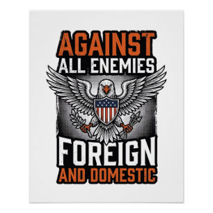 Against All Enemies Patriotic Eagle Shirt Design_1 Poster