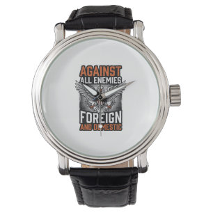 Against All Enemies Patriotic Eagle Shirt Design_1 Watch