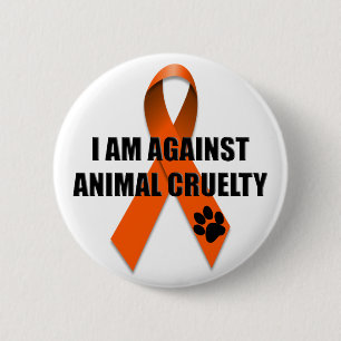 Against Animal Cruelty Orange Awareness Ribbon 6 Cm Round Badge