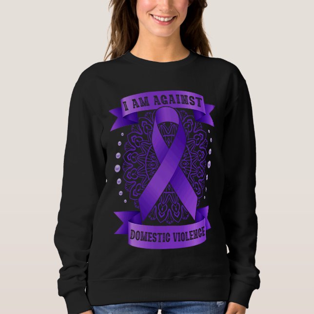 Against Domestic Violence Mandala purple ribbon Sweatshirt (Front)