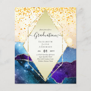 Agaite Glitter GRADUATION Party Invites Glam CHIC Flyer