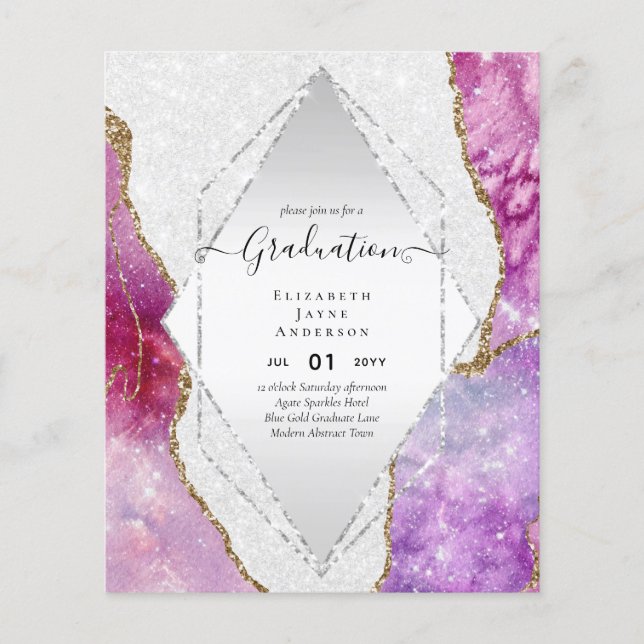 Agaite Glitter GRADUATION Party Invites Glam CHIC Flyer (Front)