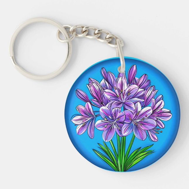 Agapanthus flower key ring (Front)