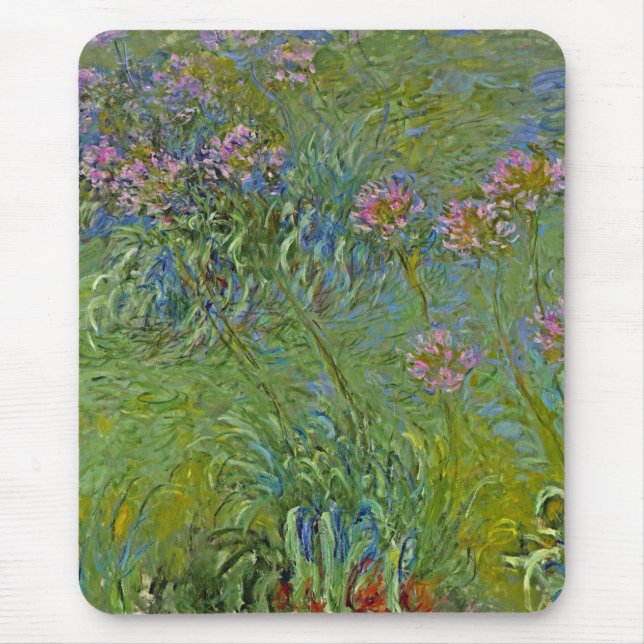 Agapanthus Flowers (by Claude Monet) Mouse Pad (Front)