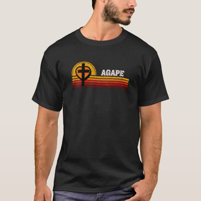 Agape God Love and Man Cross Heart Christian Faith T-Shirt (Front)