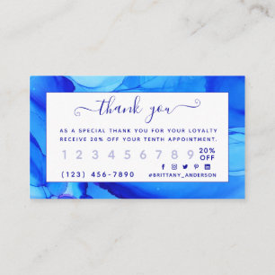 Agate Abstract Blue Custom Customer Loyalty Card