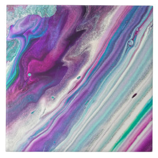Agate Acrylic Painting Purple & Teal Acrylic Print Ceramic Tile
