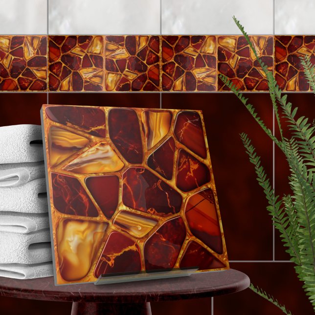 Agate and Carnelian stones mosaic Ceramic Tile (Creator Uploaded)