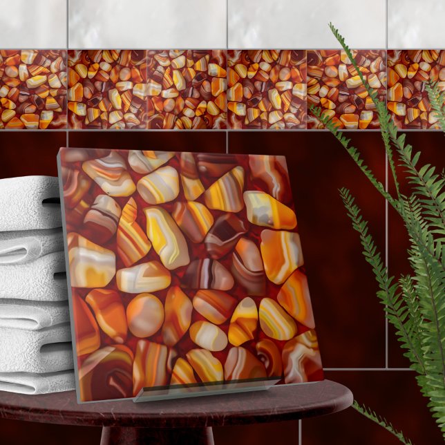 Agate and Carnelian stones mosaic Ceramic Tile (Creator Uploaded)