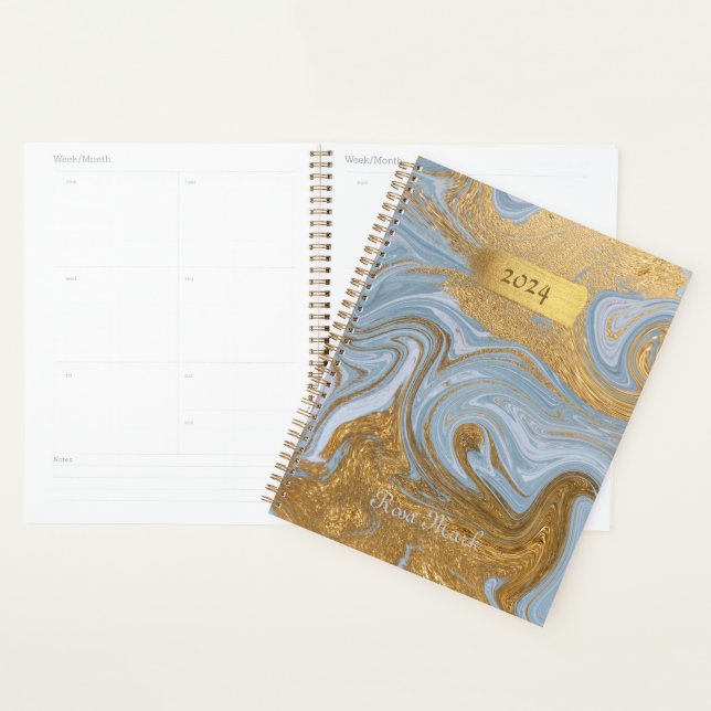 Agate Baby Blue Marble Swirl Customised Planner (Display)