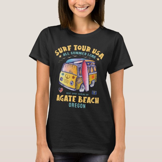 Agate Beach Oregon Surf Tour USA Surfing T-Shirt (Front)