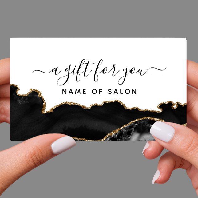 Agate Black And Gold Marble Salon Gift Card (Creator Uploaded)