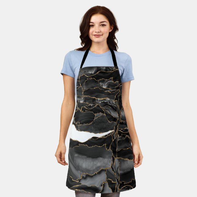 Agate Black Gold Glitter Apron (Worn)
