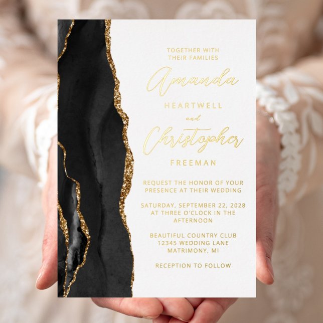 Agate Black Gold Script Wedding (Creator Uploaded)