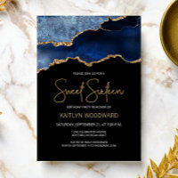 Agate Blue Gold Dark Sweet 16 Birthday Party