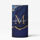 Agate Blue Gold Marble Custom Name Letter Candle