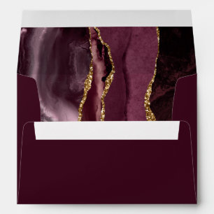 Agate Burgundy Gold Script Wedding Envelope
