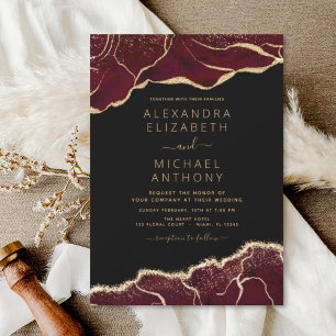 Agate Burgundy Gold Wedding Invitation