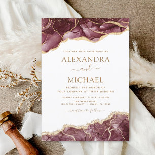 Agate Burgundy Gold Wedding Invitation