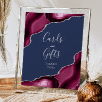 Agate Burgundy Silver Navy Wedding Cards and Gifts