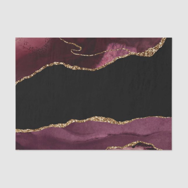 Agate Burgundy Wedding pattern Tissue Paper (Front)